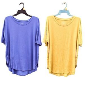 Elongated Soft Crewneck Tunic T-Shirts 2-Pack Size L